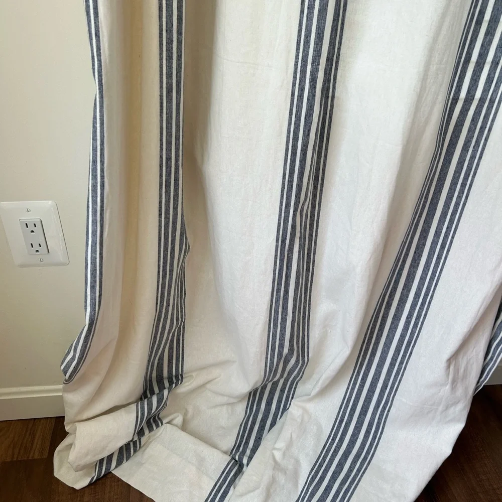 Pottery Barn Navy and White Striped Drapery Panels